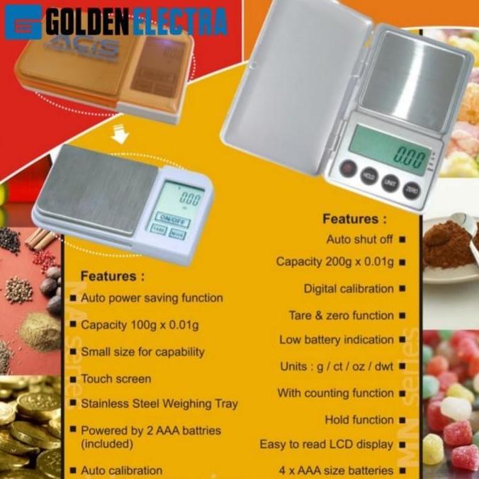 Momenttix- Timbangan Digital Mini Emas Batu Akik, Acis / Ma-100A Pocket Scale