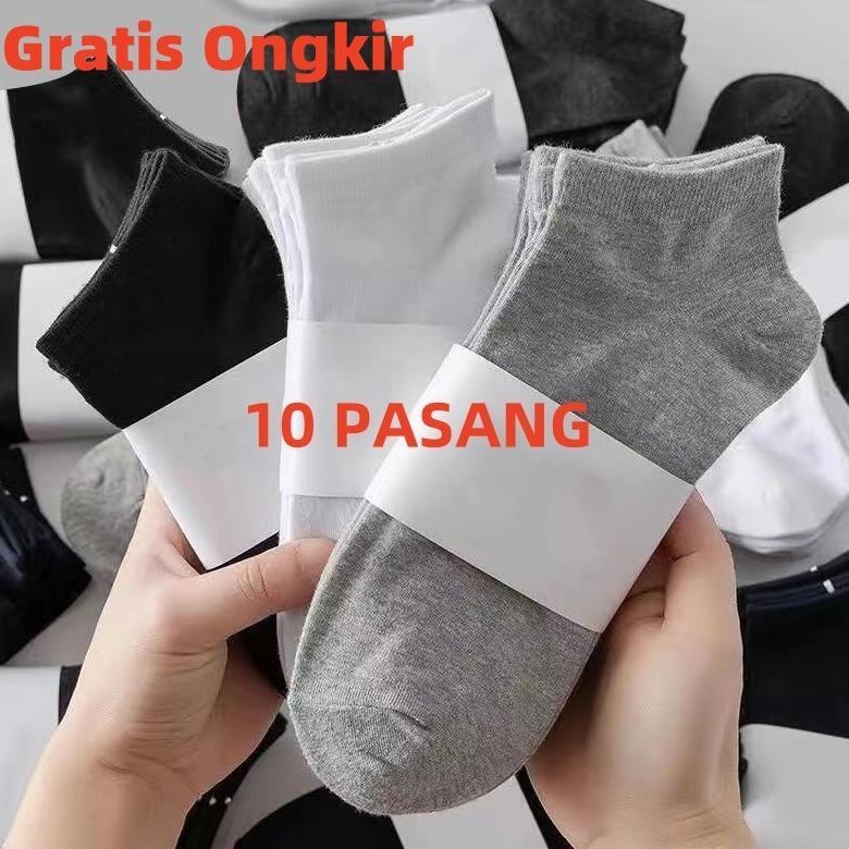 New Arrival [Gratis Ongkir] Paket 10 Pasang Kaos Kaki Pendek Semata Kaki Pria Dan Wanita Polos Perge