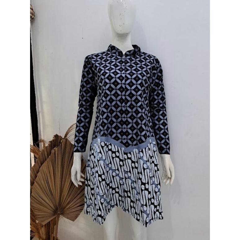 Best Sale Tunik Batik Kombinasi Kawung - Tunik Kekinian - Tunik Jumbo