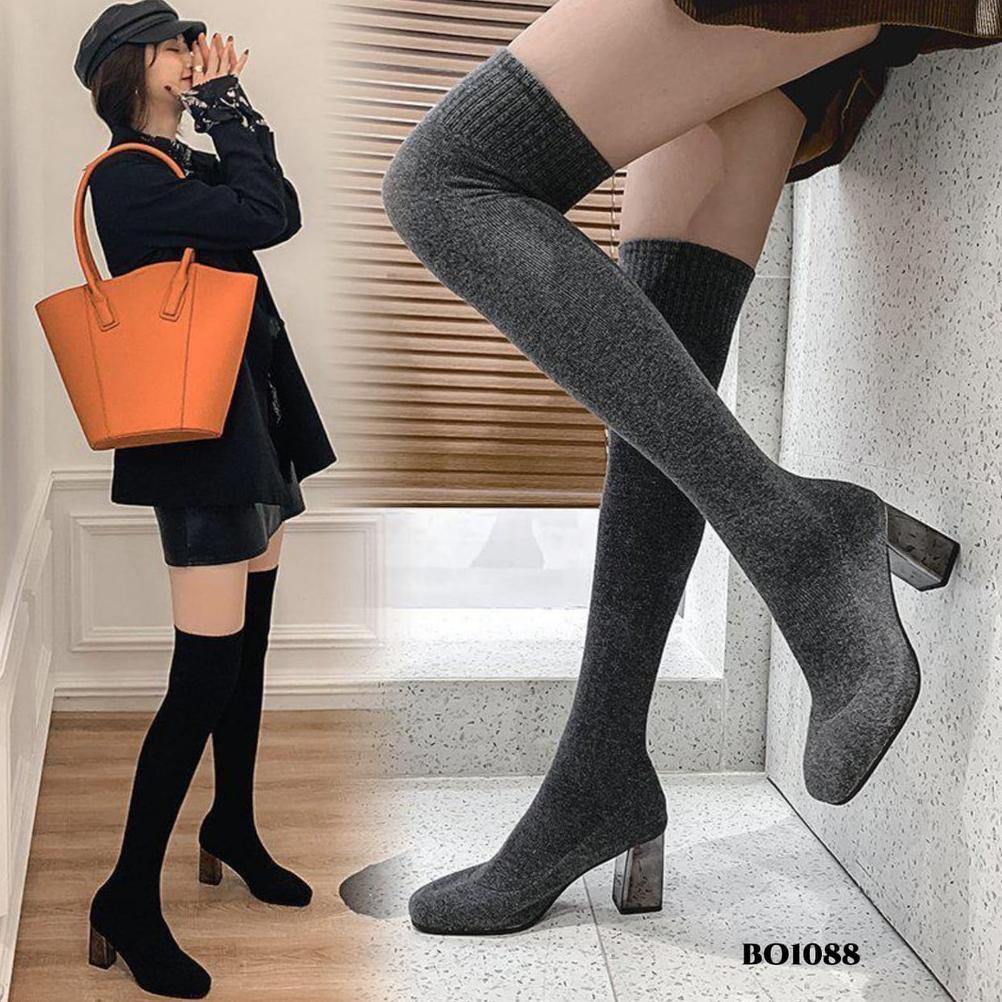 HOT PRODUCT PRF Long Boots Flat Korea BO1088 Kanvas Nyaman