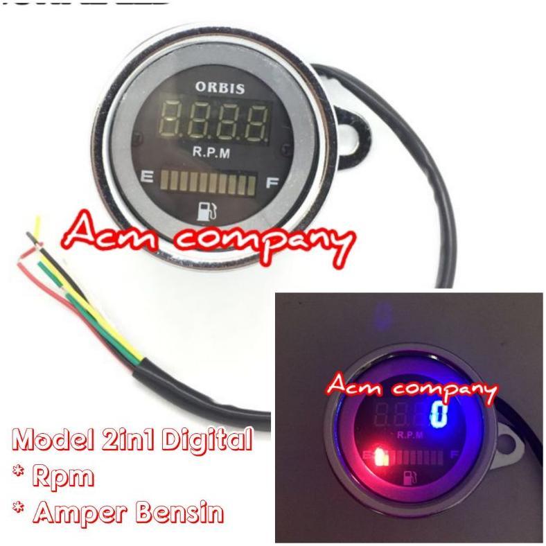 Premium Speedometer Spidometer Led 2Fungsi Rpm & Amper Bensin Digital Rx King Vixion Scorpio Dll