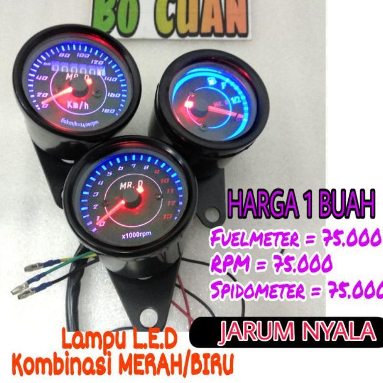 Gratis Ongkir Speedometer Rpm Amper Bensin Bulat Hitam Spidometer Spido Custom Speedo Spido Motor Un