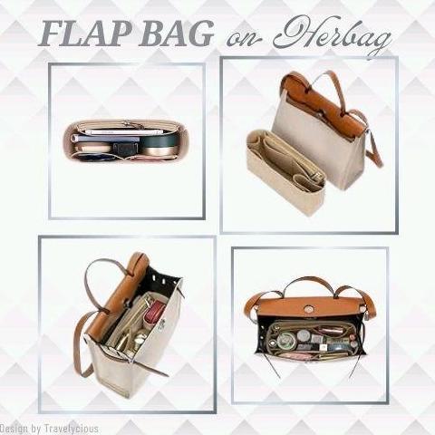 Instancodbisa- Flap Bag Micro Organizer With Side Zipper/ Dual In Bag Insert Bag In Bag
