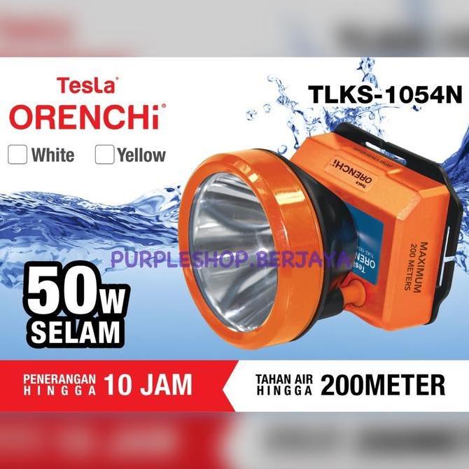 BEBAS ONGKIR - KEMASAN BARU Tesla Senter Kepala Cas 50Watt Menyelam tahan air hingga 200meter Tesla 
