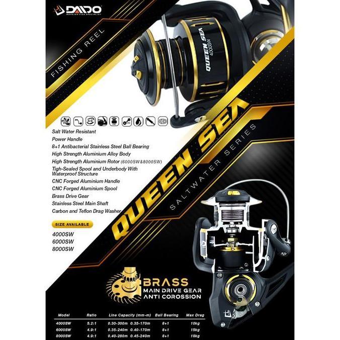 Reel Daido Queen Sea Saltwater Resistance Ukuran 4000 6000 8000