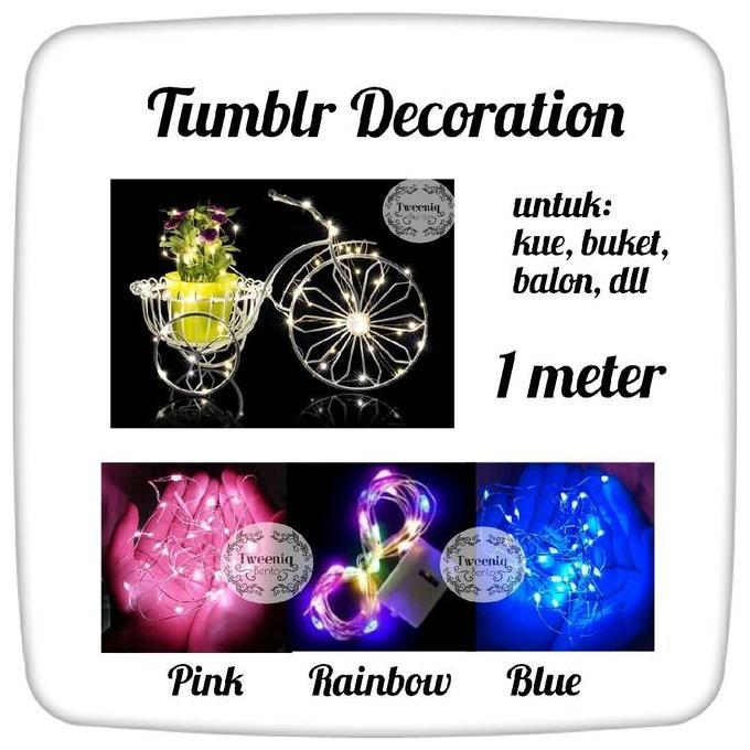 ] Tumblr decoration 0,5 1 meter yellow biru pink rainbow 50cm cake topper hiasan kue lampu kawat led