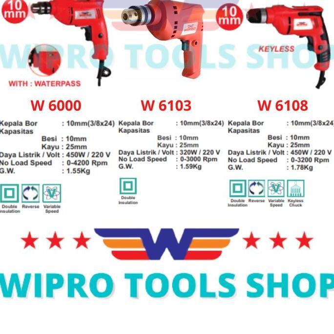 BEBAS ONGKIR - WIPRO Mesin Bor Tangan / Bor Listrik 10mm - W 6000 / W 6103 / W 6108