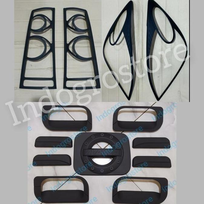 DV52 >> Paket Kompilt Garnish List Lampu Depan Belakang Cover Handle Outer Tangki Hitam Mobil Avanza