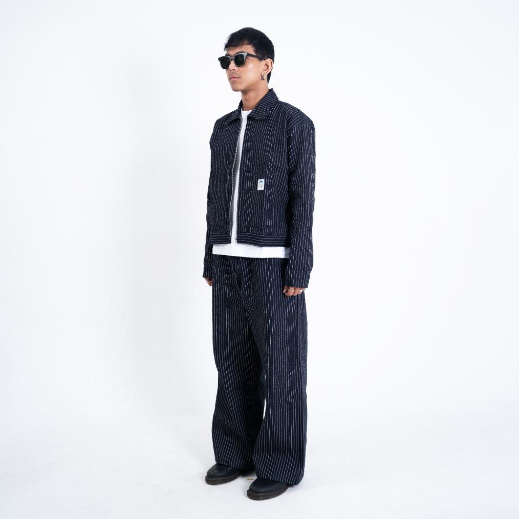 NEW DEALS Work Jacket Boxy Wabash Denim Noel Black Indigo Amor De Cosmos