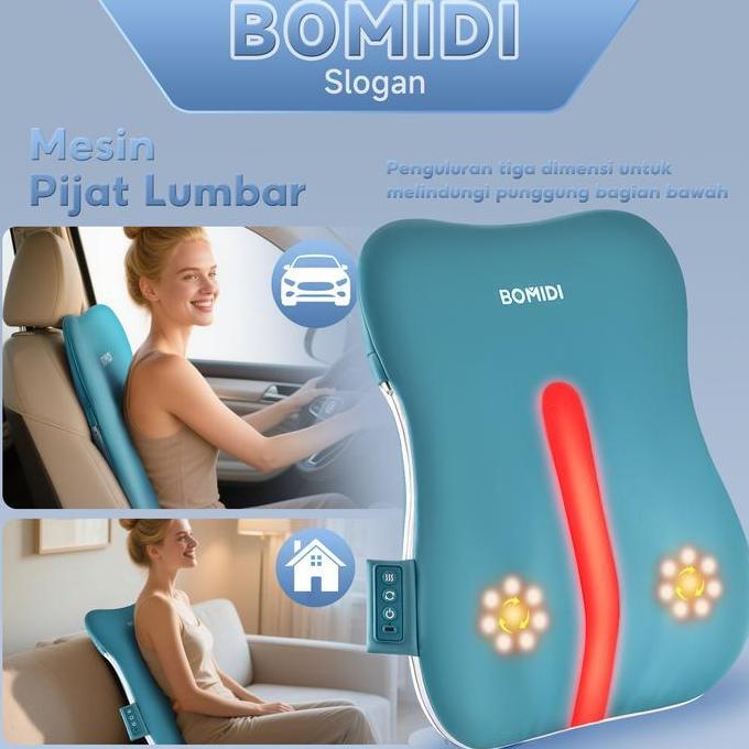 rafadays77 - [new] bomidi bm01 pijat pinggang belakang otomatis pintar multifungsi mobil bantal pija