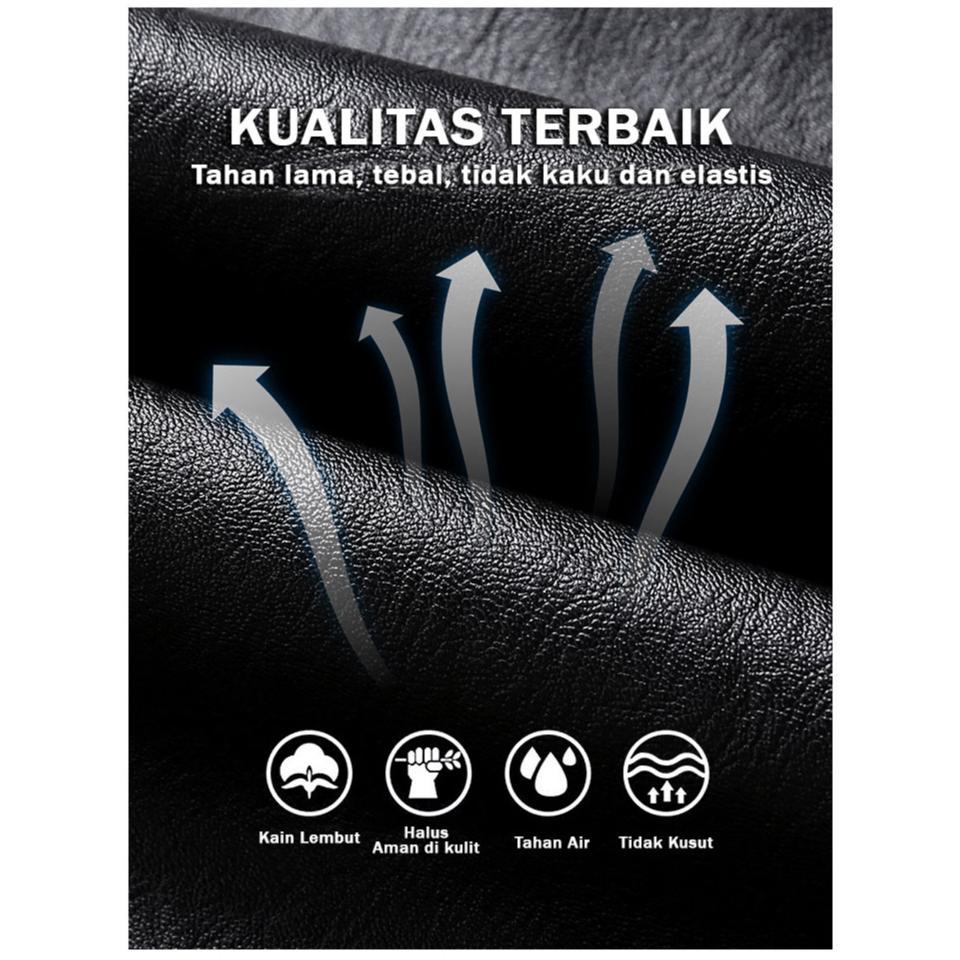 BEST DEALS Jaket Kulit Pria Jaket Motor Tebal Waterproof Jaket Touring Hitam Zipper M - XXL