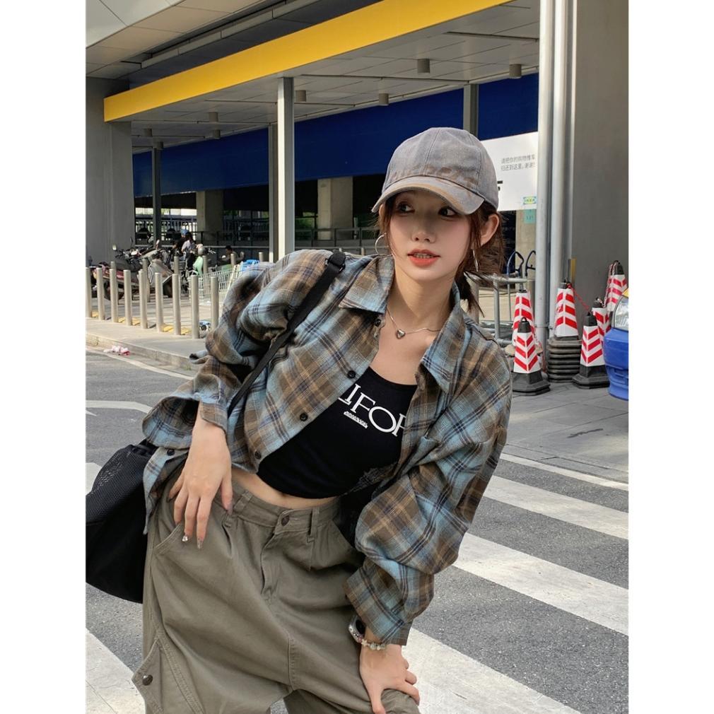 HOT SALE 2TOYOUNG Kemeja kotak-kotak biru wanita, tunik longgar musim panas, atasan pelindung sinar 