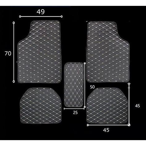 Disc Karpet Kulit 5D Sintetis Lantai Mobil 5 Pcs 2 Baris Warna Hitam Merah Universal Anti Slip Mat W