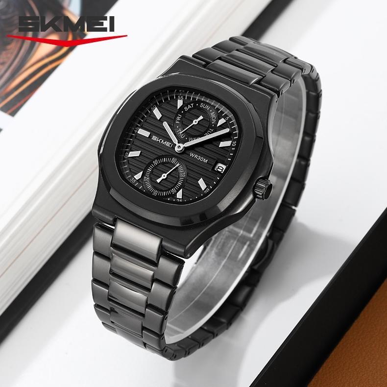 hemat skmei 2423 jam tangan pria analog chronograph tali stainless steel mgos