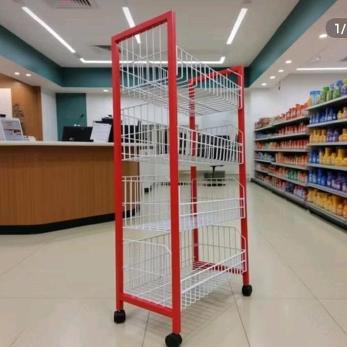 RAK CIKI MINIMARKET MERAH SS 4 / RAK MINIMARKET SUSUN 4 / RAK CIKI SUSUN 5 Besi