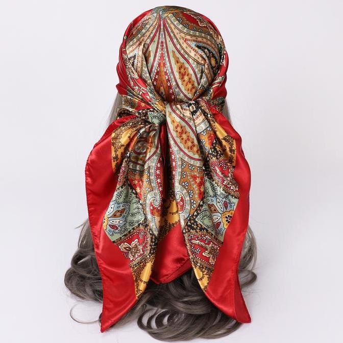 Depama_t - 90*90cm Scarf pola jambu mete klasik eropa dan amerika syal wanita selendang trendi dan s