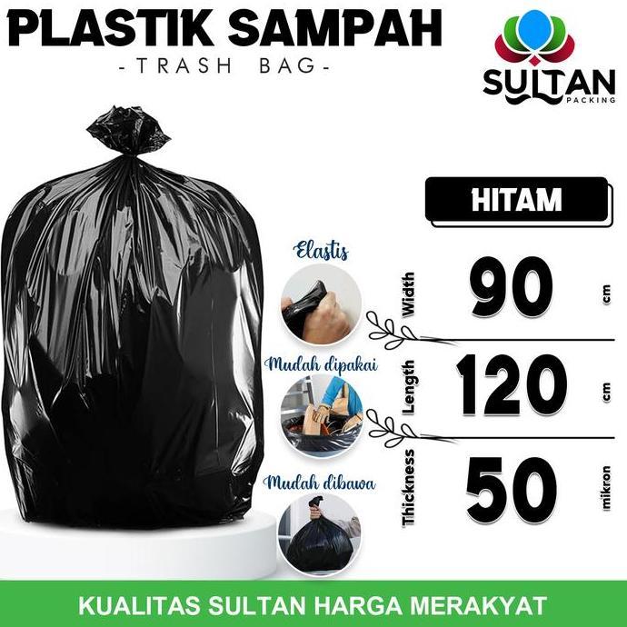 Bersihyuk- Kantong Plastik Sampah 90X120Cm Hitam Tebal Trash Bag Jumbo Anti Bocor