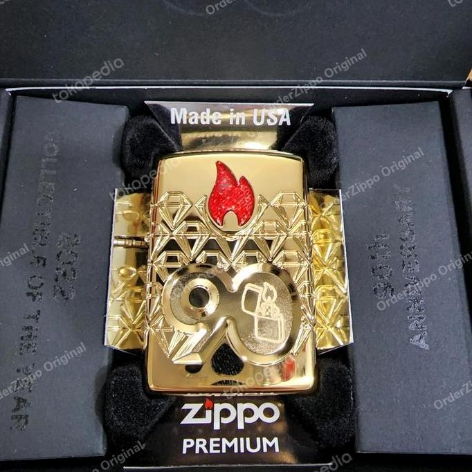 Zippo Original Armor 90th Anniversary Gold Plated Limited 4 sisi 49866