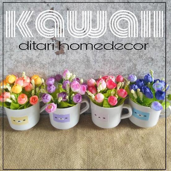 Promo bunga palsu dekorasi cafe rumah shabby pot melamin Diskon