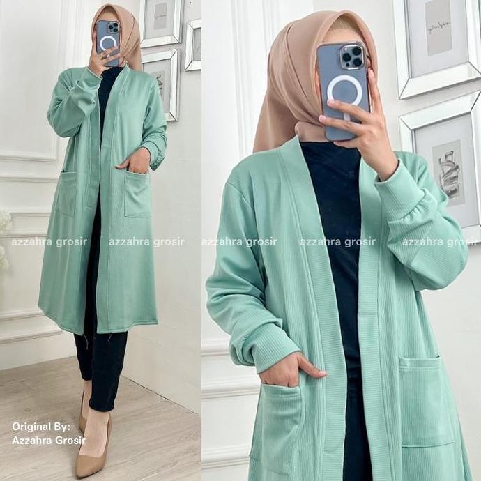 Azzahra Grosir - Celsia Mango Knit Cardigan Wanita Panjang Knit Rajut / 513-7091 Knitwear Kardigan O