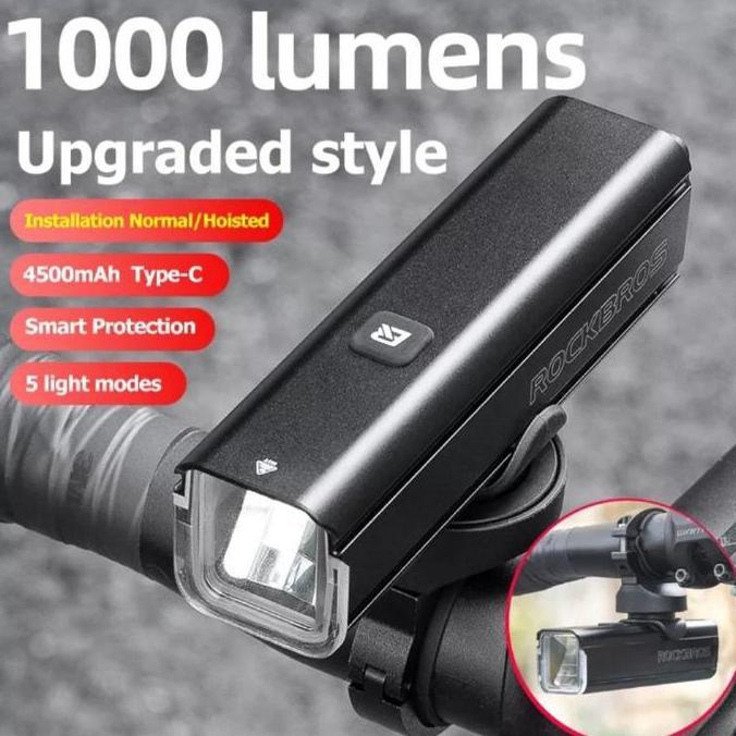 Lampu Rockbros RHL 1000 Sepeda Depan 1000 Lumens 2 Bracket