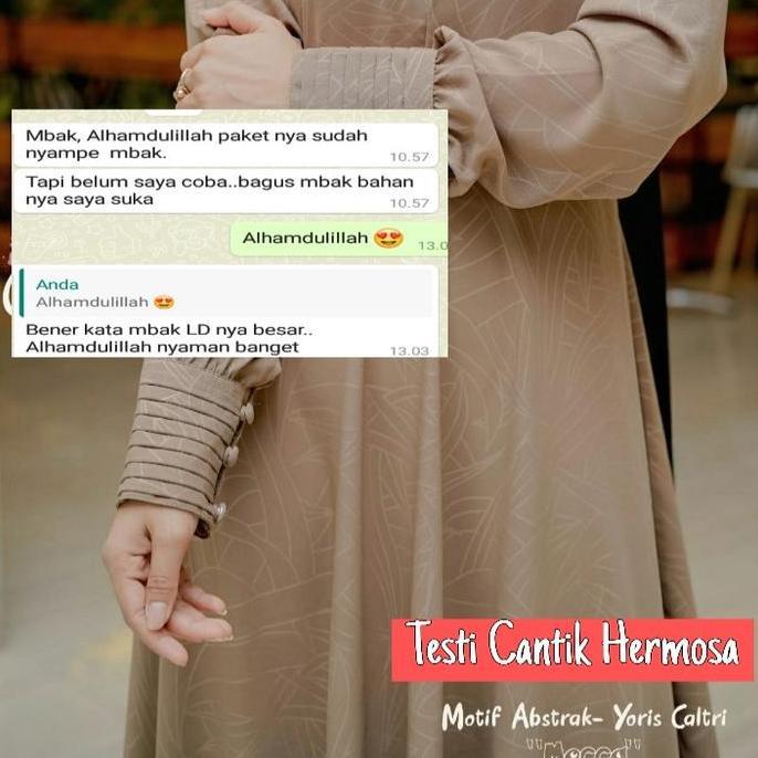 DV223 - [Gamis hermosa] Gamis embos hermosa motif abstrak warna mocca bahan yoris caltri-gamis warna