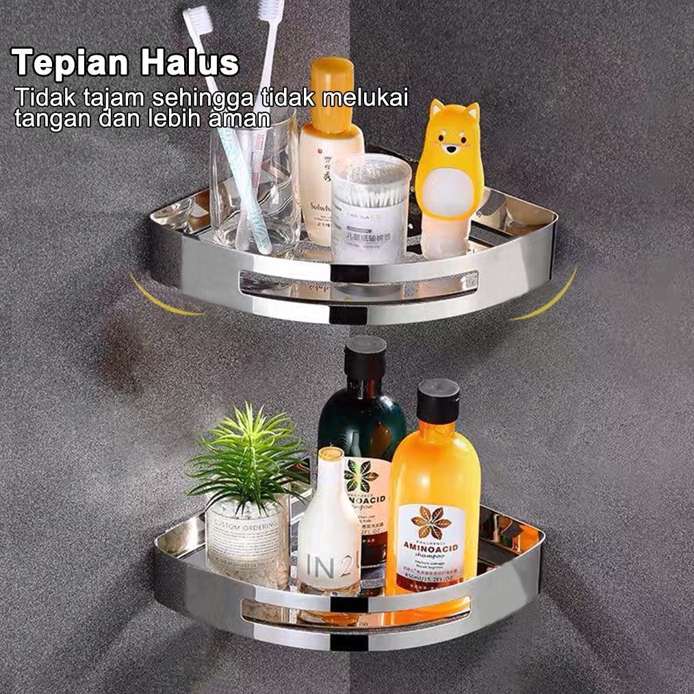 Termurah Rak Sudut Susun Tunggal Ganda Lemari Sabun Gantungan Kamar Mandi Toilet Dapur Dinding
