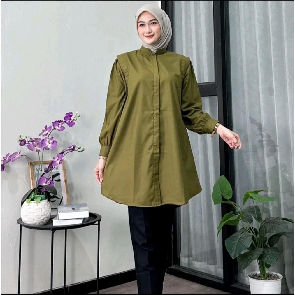 FREE ONGKIR TUNIK SHIZUKA WANITA KATUN TOYOBO POLOS OVERSIZE REMAJA MUSLIM - KANCING, BASIC, DEWASA,