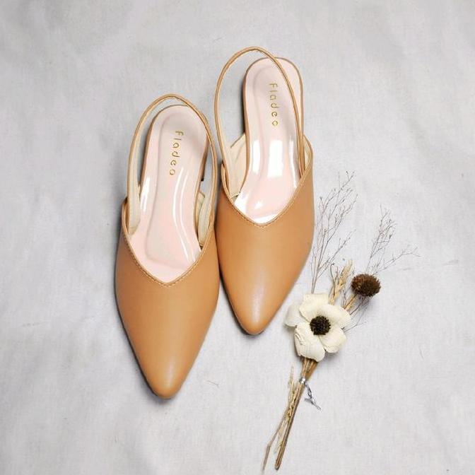 Terpopuler- Fladeo Sandal  Wanita Selop Heels Tali Belakang Elegan Polos
