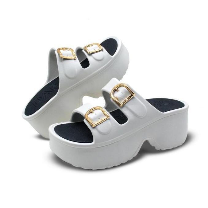 Terpopuler- Sandal Selop Wedges Wanita Simpel Elegan Sandal Tiktok Karet Tinggi