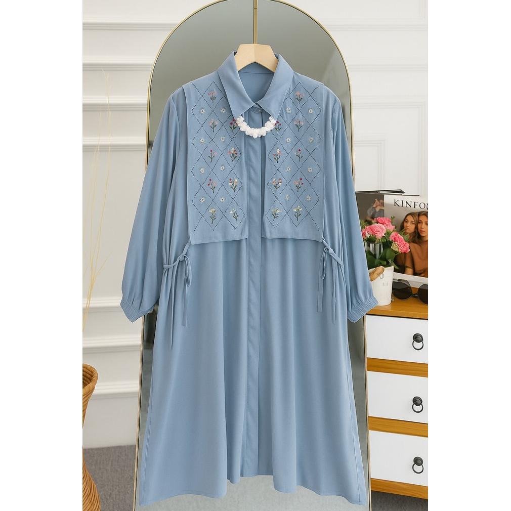 DISKON TUNIK AISYAH-TUNIK BORDIR ROMPI RAYON TWIL LENGAN KERUT / ATASAN WANITA MUSLIM KEKINIAN