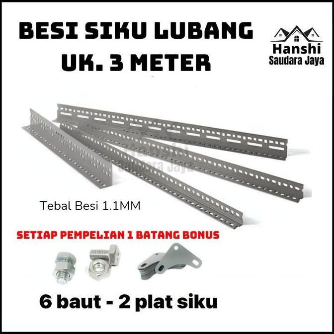 JHOZENUS [Isi 10 Pcs] Besi Siku / Rak Siku / Siku Lubang besi / siku rak barang 3 meter / rak siku l