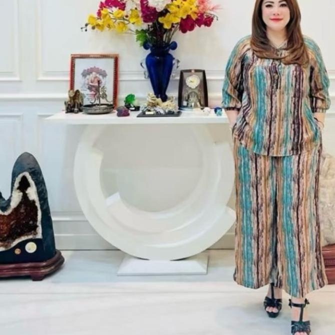 Terpopuler- Setelan Rayon Twill 238782 Motif Salur Abstrak Premium