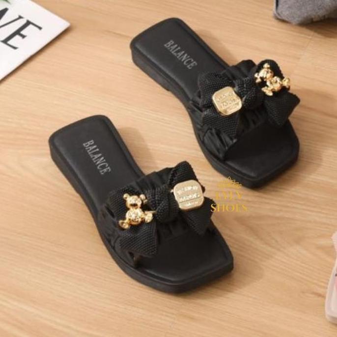 Terpopuler- Sandal Wanita Balance Teplek Slop Motif Pita Cantik Nyaman Lentur Anti Slip Kuat 268X17 