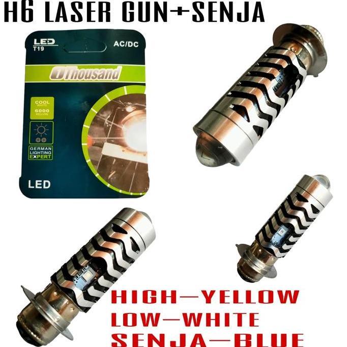 SIENOBIE 1THOUSAND BOHLAM LAMPU LED DEPAN LASER GUN H6 2D PUTIH KUNING