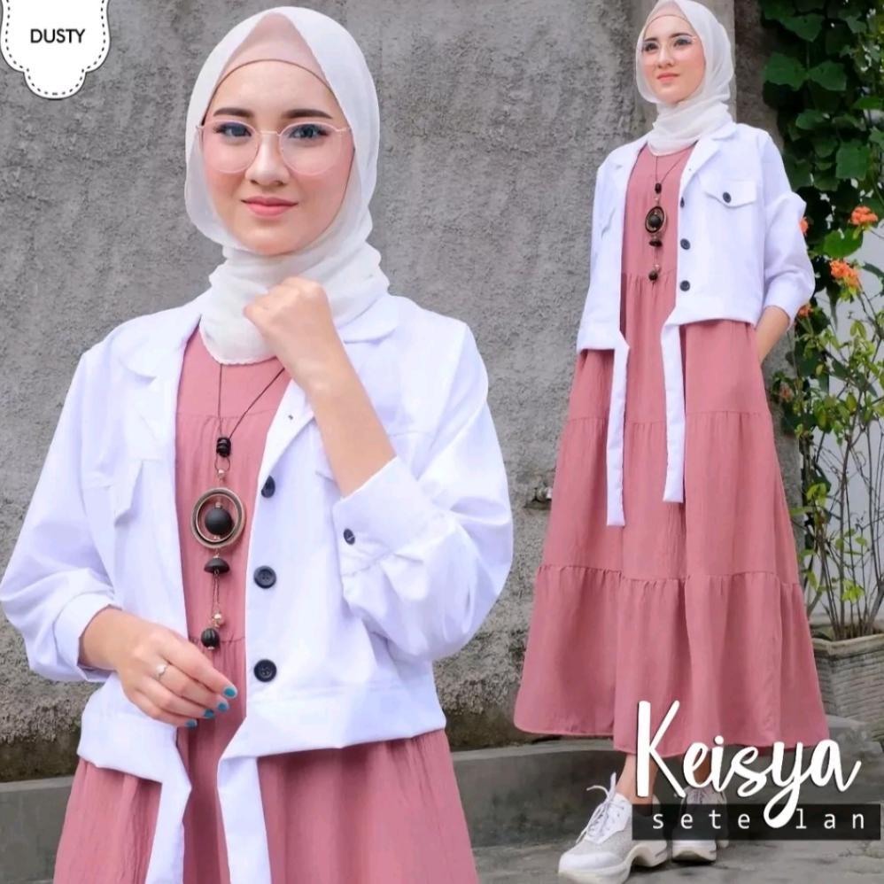 Grosir Baju Gamis Remaja/Baju Lebaran Wanita/Baju Muslim Wanita/Dress Rompi/Baju Lebaran Wanita 2025
