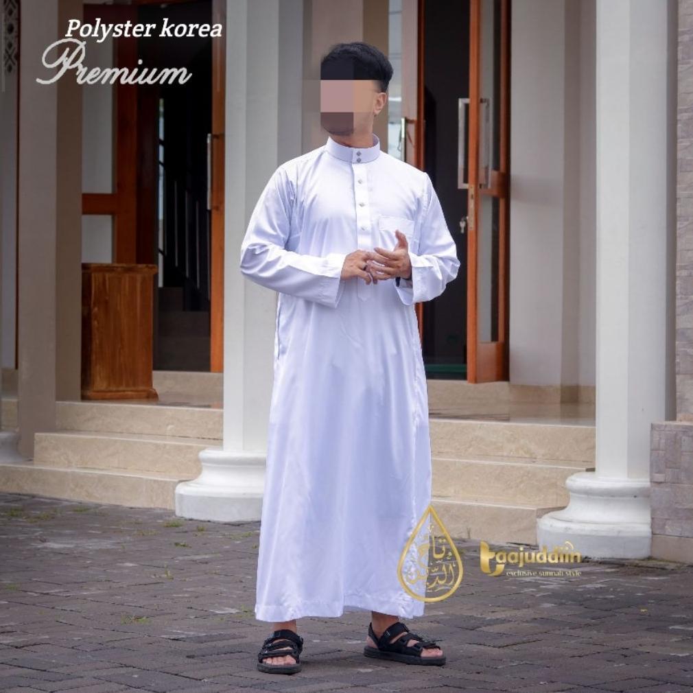 TERBARU Jubah Gamis Pria Dewasa Polyster Korea Style Saudi Import Kancing Premium Exclusive Polyeste