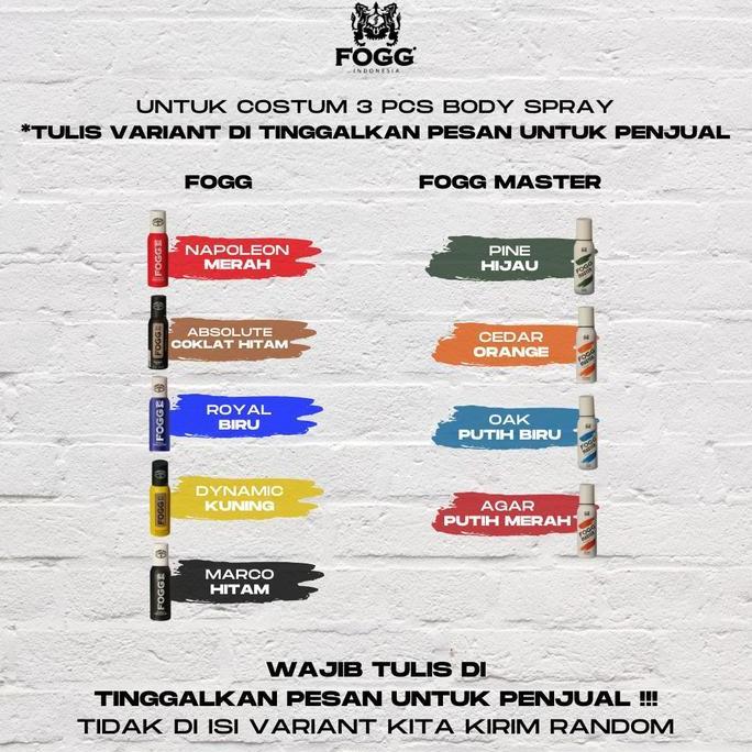 Powerfull- Fogg Bundling 3 Pcs - Parfum Body Spray 120Ml Marco Napoleon Dynamic Wangi Tahan Lama Tan