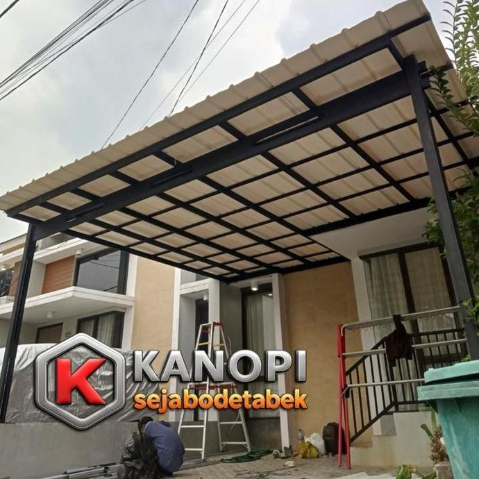 Homemid- Kanopi Minimalis Alderon Rs Rangka Baja Ringan 0,75Mm Reng 0,45Mm Besi