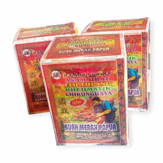 Feminin- Buah Merah Papua Bpom 12 Bungkus  Original Jamu Asam Urat Dan Nyeri Sendi