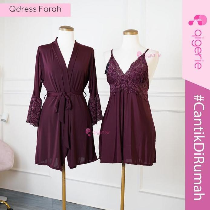 FARAH QIGERIE | Baju Tidur Sexy Kimono | One Set Kimono Lingerie | Daster Kekinian