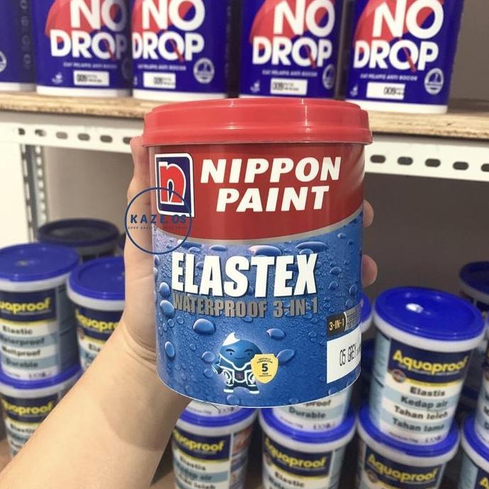 ASLI 100% ELASTEX 3 IN 1 NIPPON PAINT 1KG / 1 KG WARNA LENGKAP PUTIH ABU ABU BIRU HITAM MERAH HIJAU 
