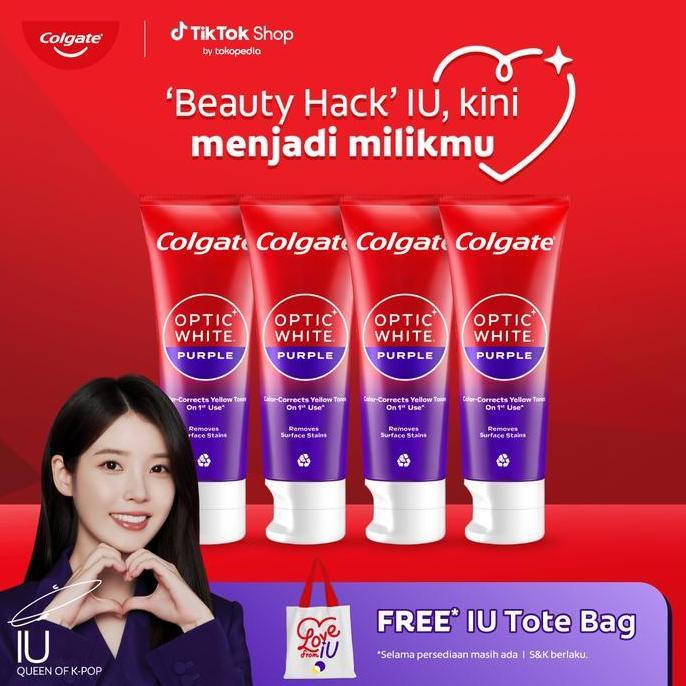 Lansungkirim- Colgate Optic White Purple Toothpaste Pack Of 4 Free Iu Exclusive Limited Edition Tote