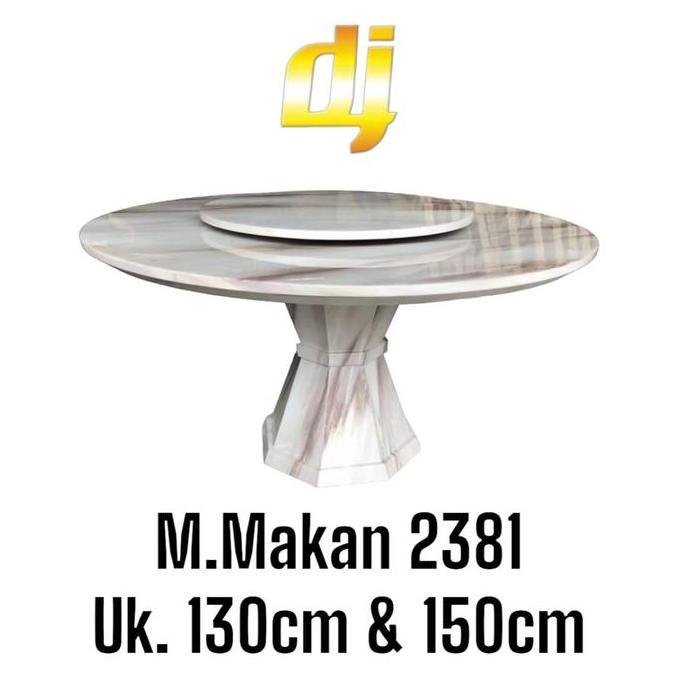 Terlaris Meja Makan Marmer Bulat Import Diameter 150Cm Set Putaran - Full Marmer - Only Meja