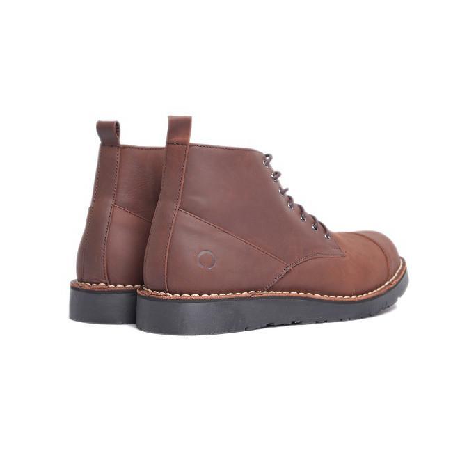 HEMAT OTIV Gama Dark Brown - Sepatu Boots Kulit Asli Pria