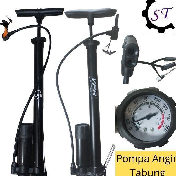 Pompa Angin Sepeda Motor Mobil Bola Manual Tabung Meter VSM / VPR / CAB Hitam