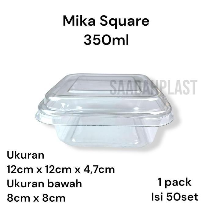 Yxwrg- (Isi 50) Mika Plastik 350Ml Square Kotak Persegi / Mika Kotak Buah