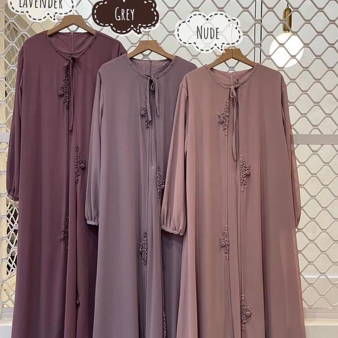 Hokywoi- Dress Arnita Vol 5 Dress Hitam Putih Dusty Nude Sage Maron Brown Lavender Lilac Taro Gamis 