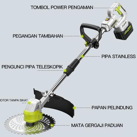Gardendrm- Zper Mesin Potong Rumput Pemotong Rumput Listrik Pemangkas Rumput Dengan Baterai Li-Ion Z