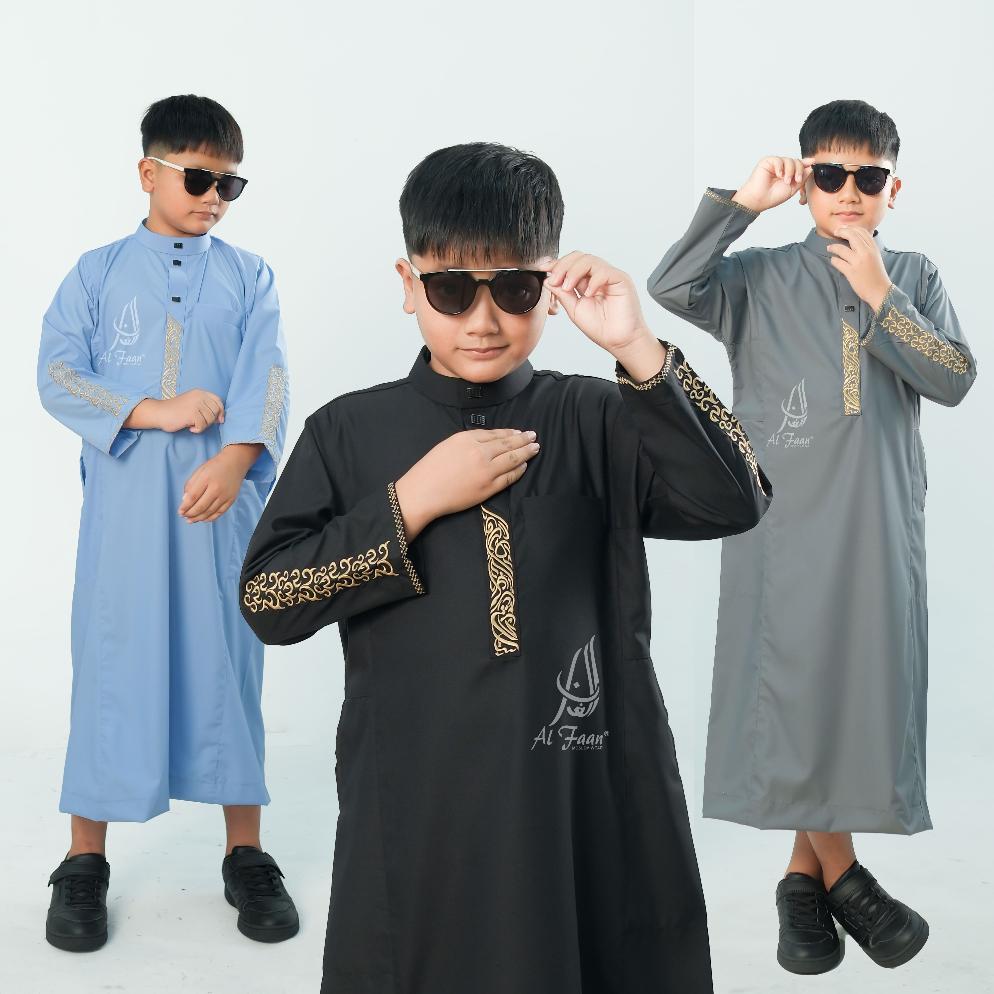 PREMIUM JUBAH BORDIR ANAK LENGAN OBLONG JUBAH BORDIR LAKI LAKI JUBAH ANAK REMAJA BUSANA MUSLIM ANAK